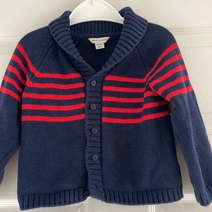 Janie and Jack Navy Sweater with Red Stripes